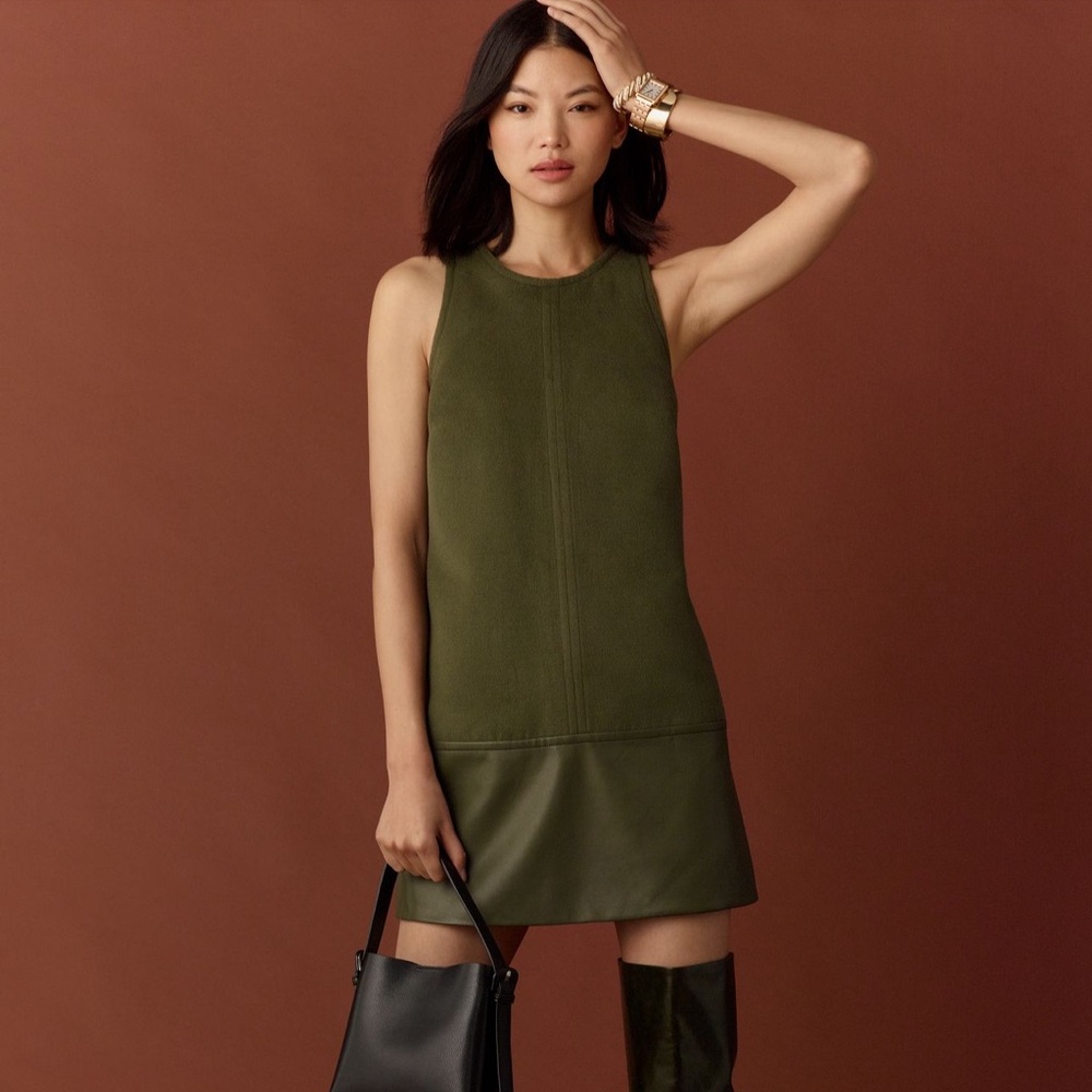 NWT Anthropologie Faux-Leather Shift Mini Dress